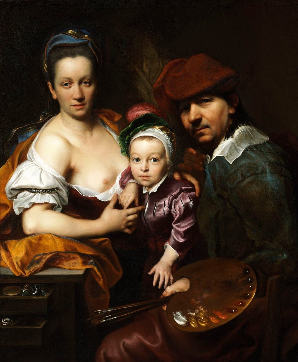 Portret van de meester en haar familie door Jan Kupecký