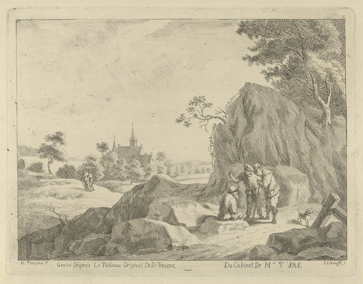 Landschap met reizigers en herders door Jan Lauwryn Krafft (I)