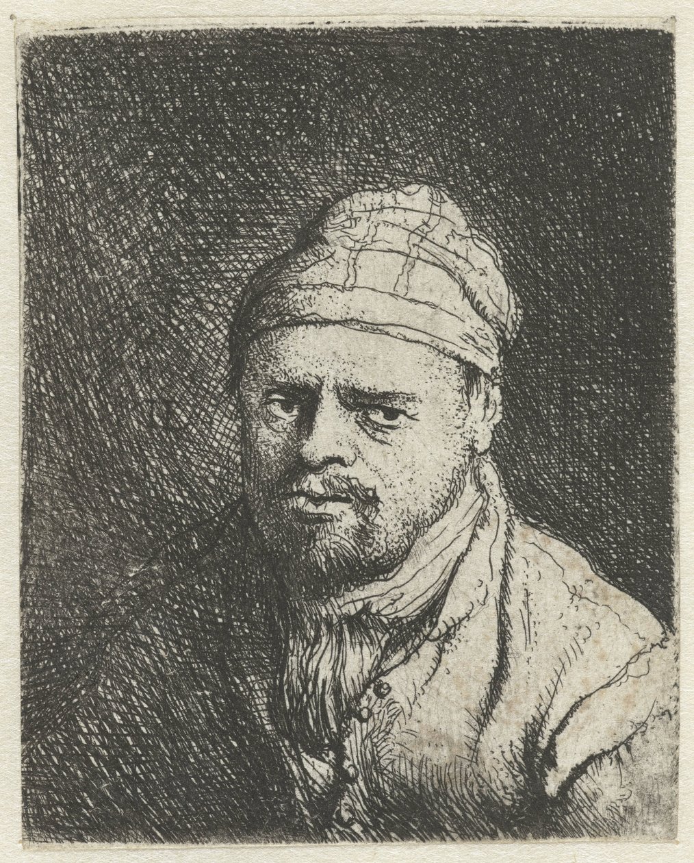 Borstbeeld van een kok met een muts door Jan Lievens
