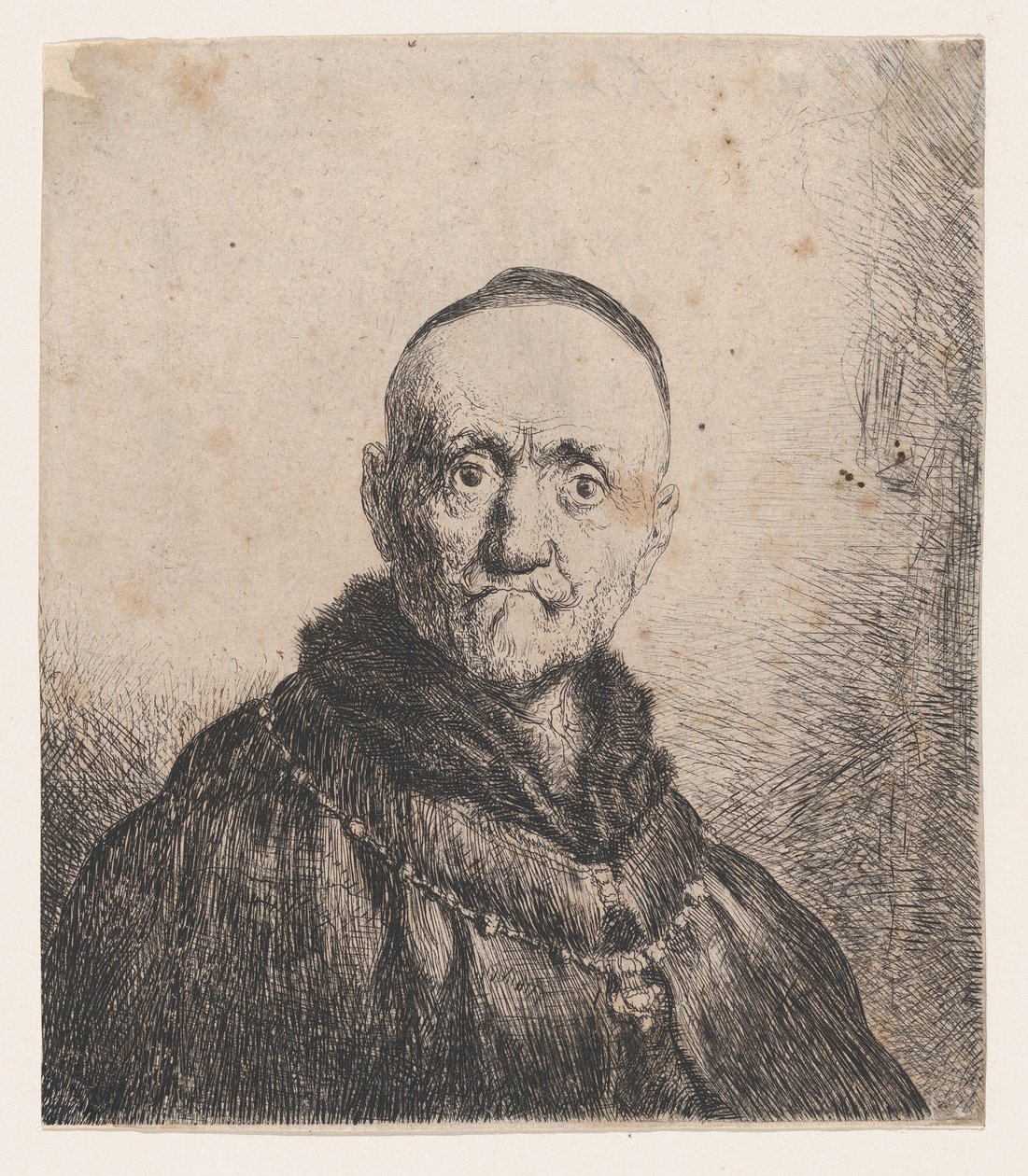 Buste van een oude man, frontaal door Jan Lievens