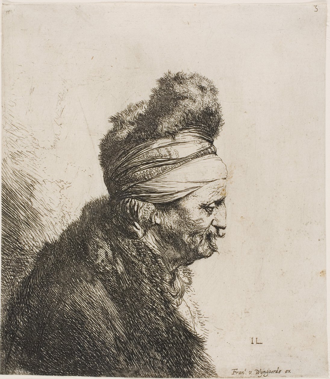 Buste van een oosterse man, naar rechts gericht door Jan Lievens