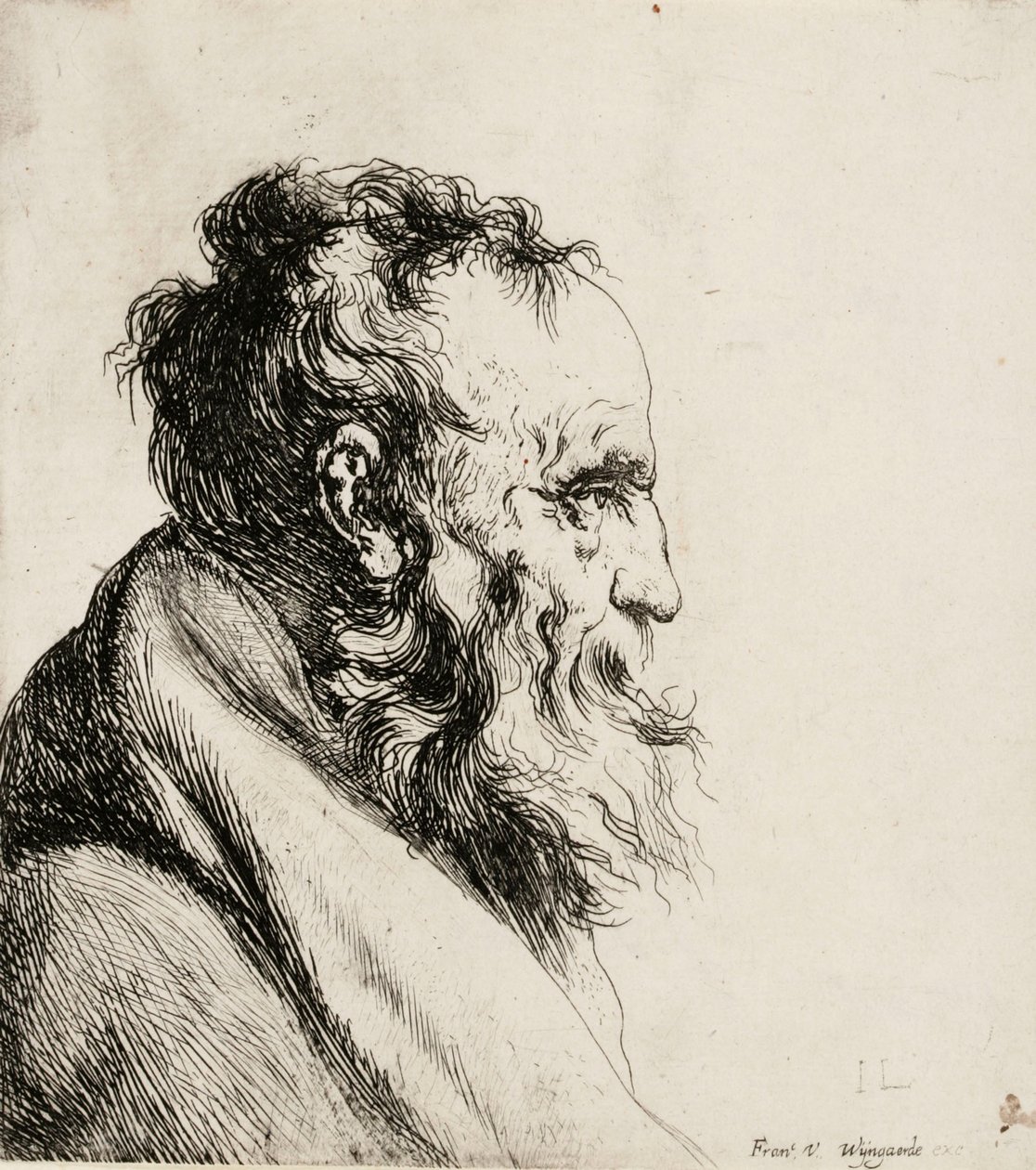 Buste van een oude man, naar rechts gericht door Jan Lievens