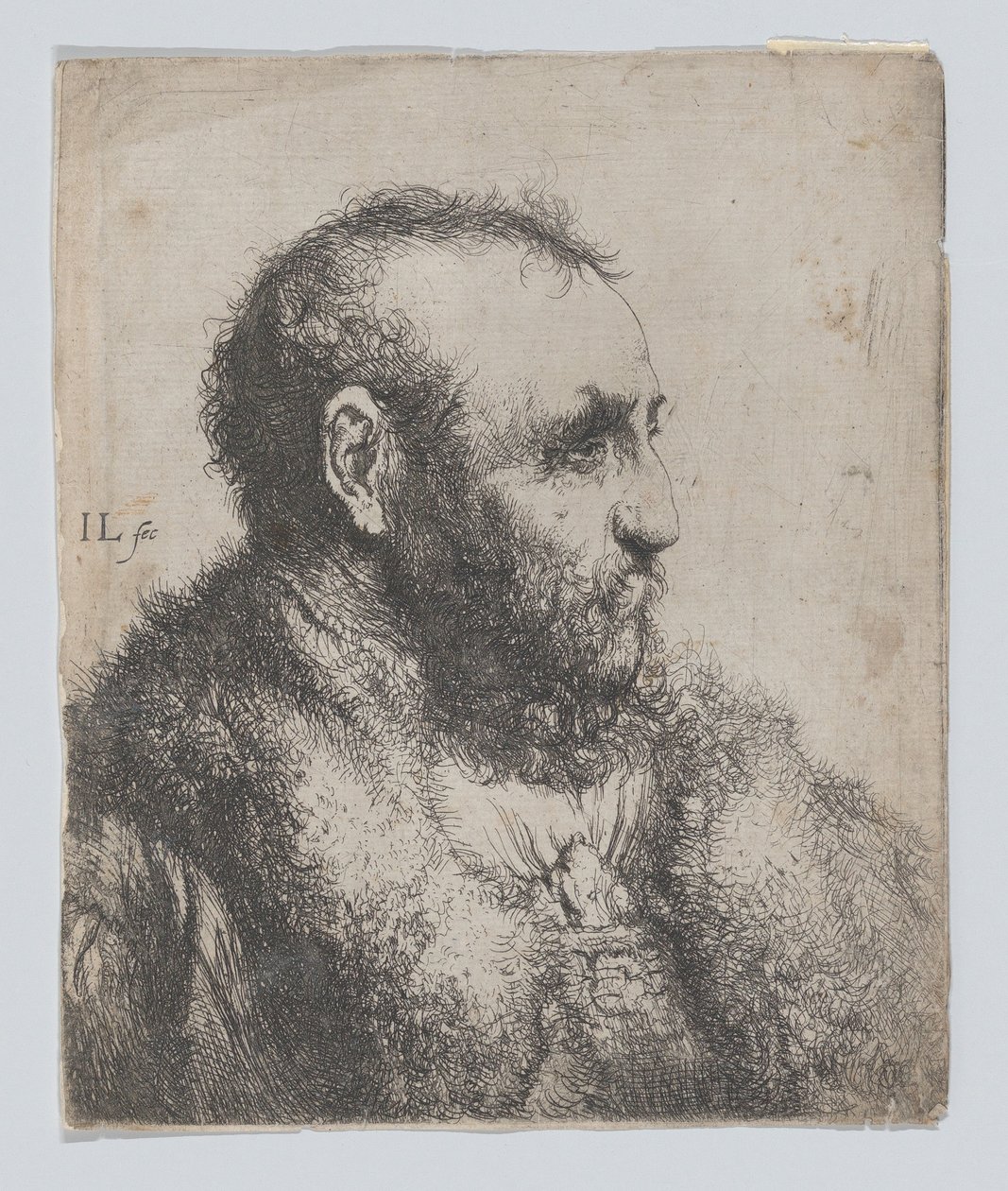 Buste van een oude man met bontkraag door Jan Lievens