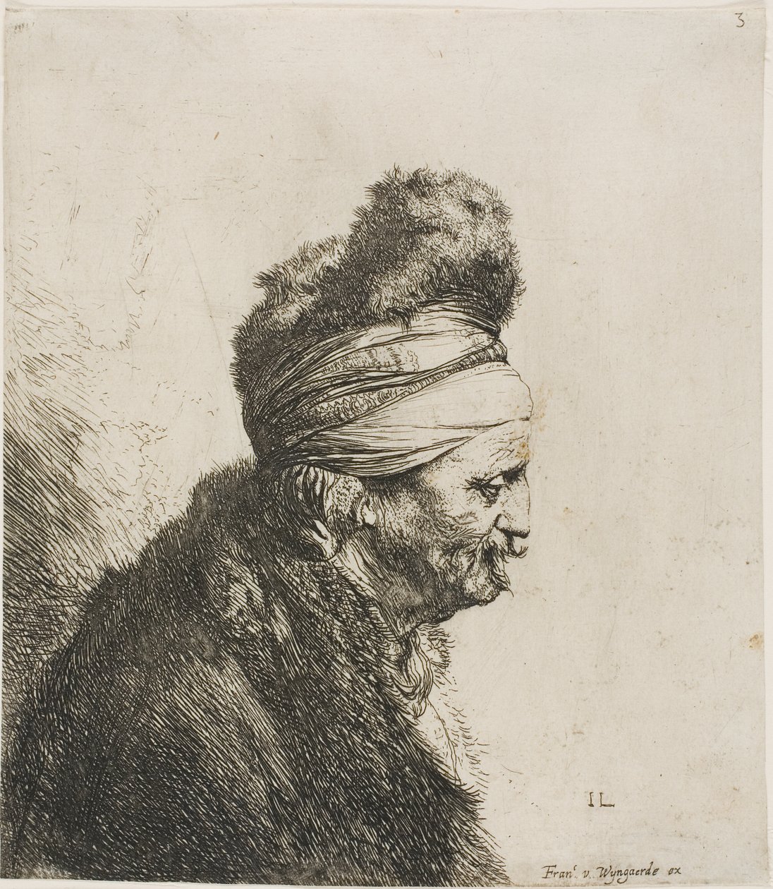 Buste van een oosterse man, naar rechts gericht door Jan Lievens