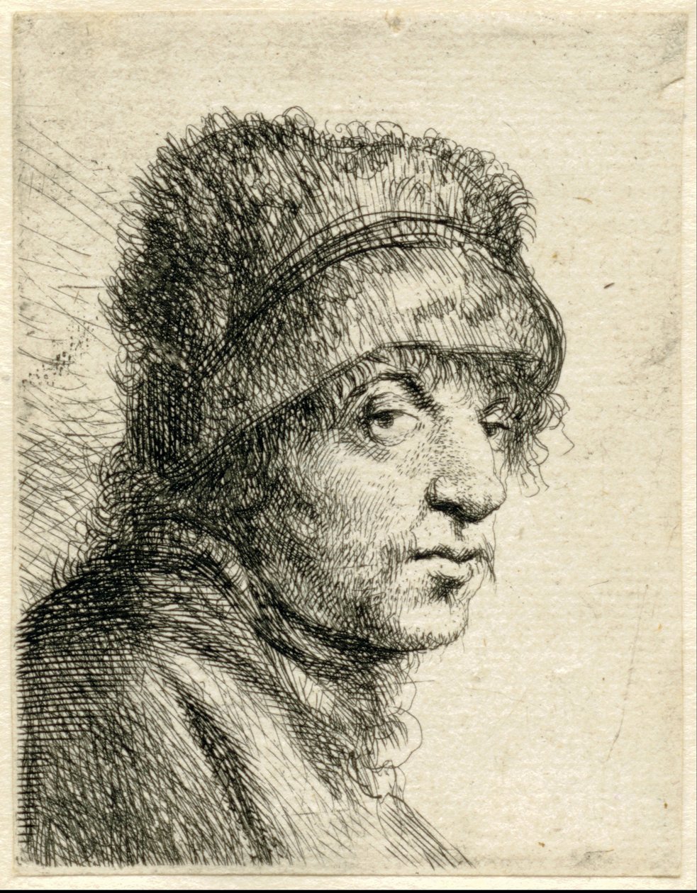 Hoofd van een man met muts door Jan Lievens