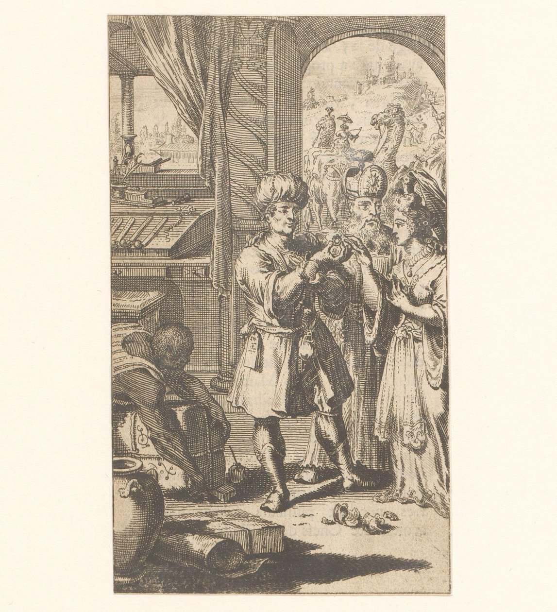 Huwelijksvoltrekking tussen Mohammed en Chadidja door Jan Luyken (possibly)