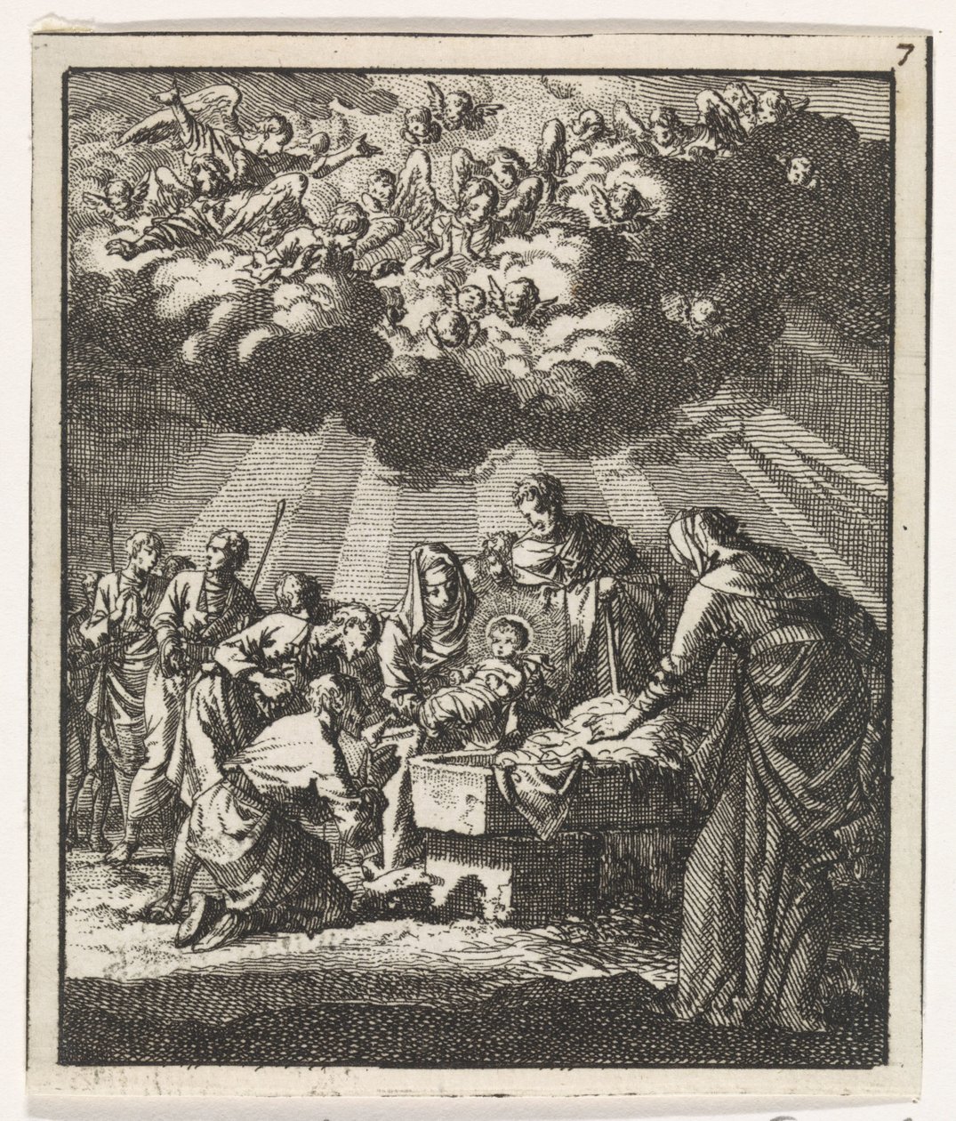 Aanbidding door de herders door Jan Luyken