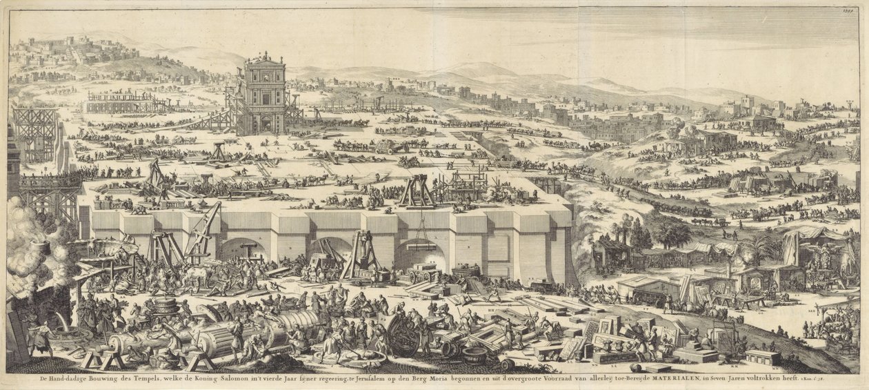 Bouw van de tempel van Salomo door Jan Luyken