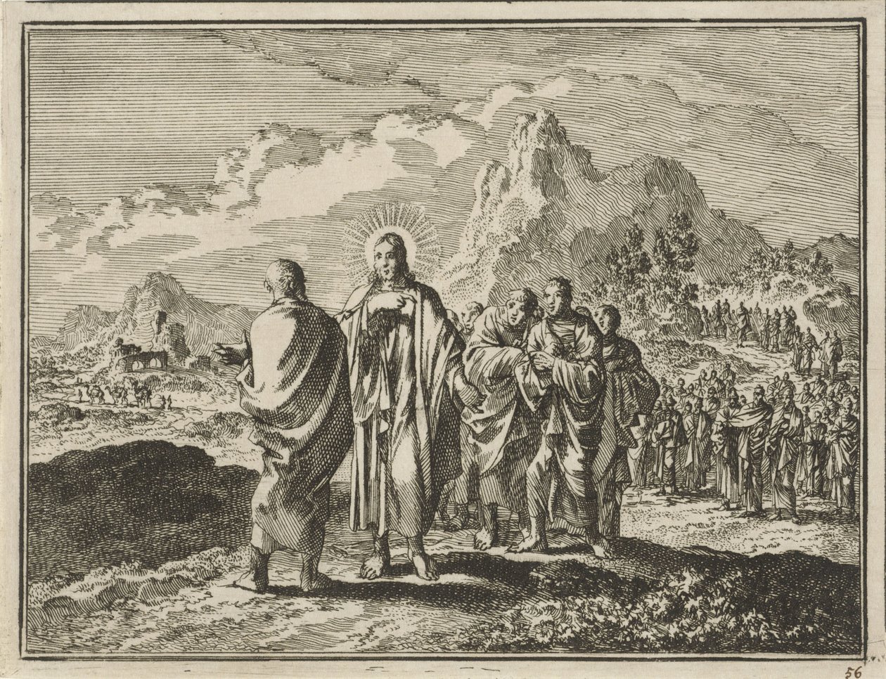 Christus straft Petrus door Jan Luyken