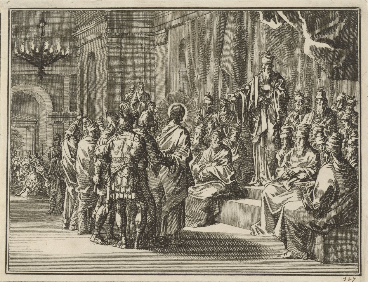 Christus voor de hogepriester Annas door Jan Luyken