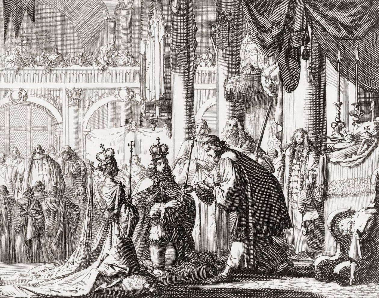 Kroning van Koning Willem III en Koningin Maria II, 11 april door Jan Luyken