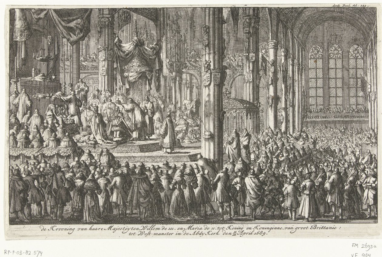 Kroning van Willem III, 1689 door Jan Luyken