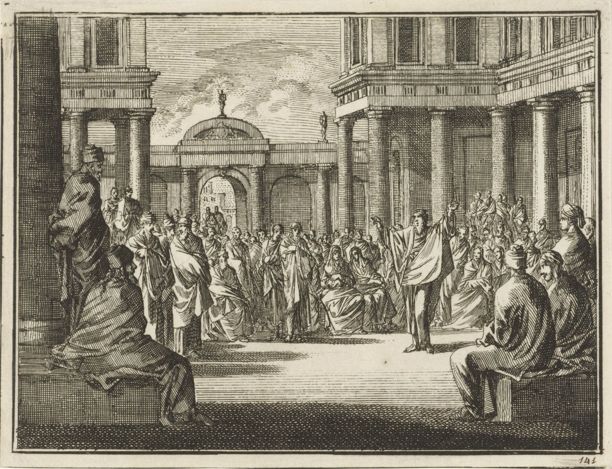 Paulus voor de leden van de Areopagus in Athene door Jan Luyken