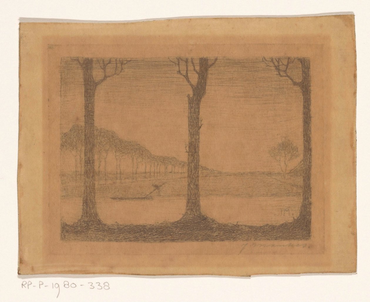 Bomen langs de vaart bij de Woudsterweg door Jan Mankes (signed by artist)