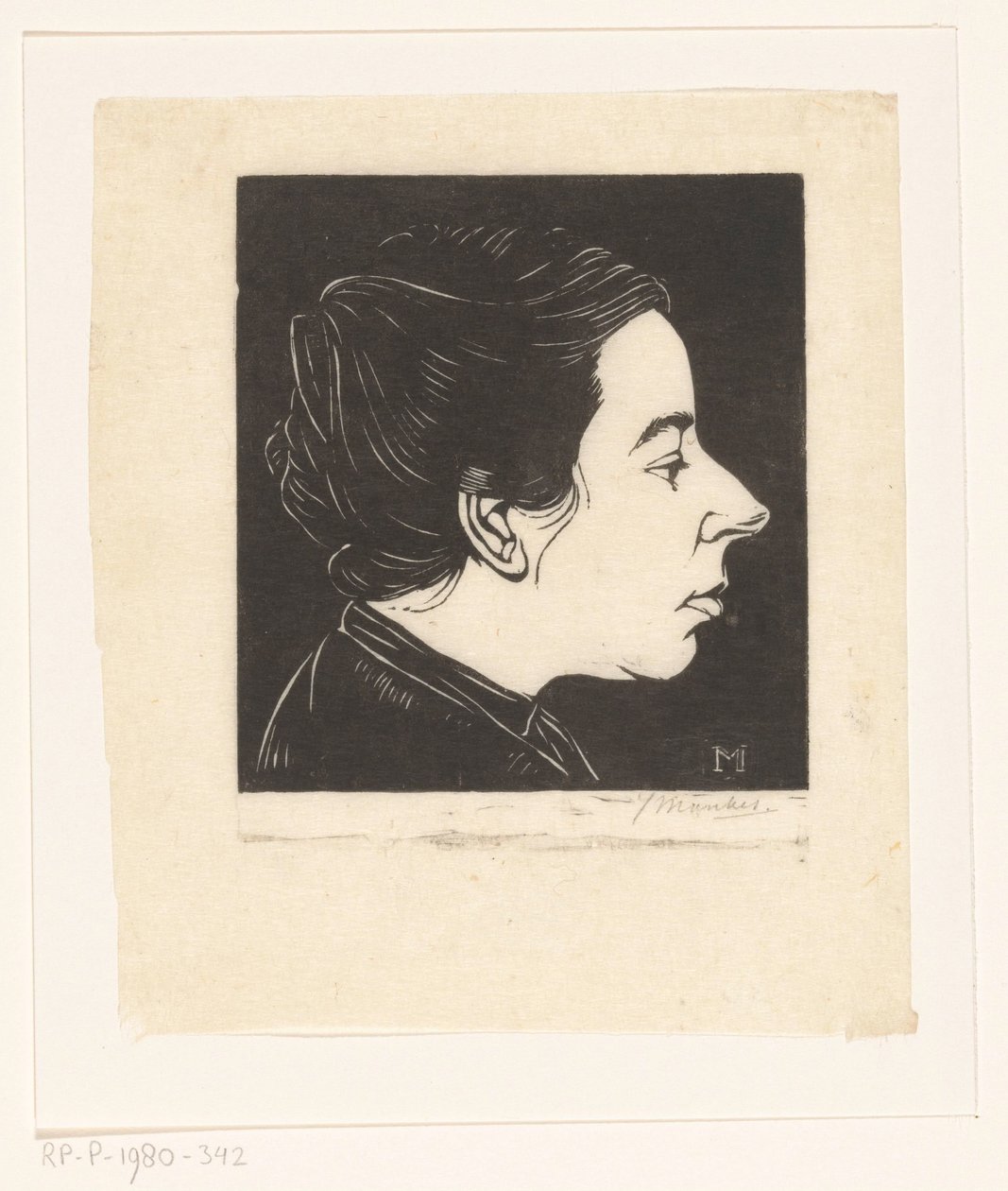 Portret van Anne Zernike door Jan Mankes (signed by artist)