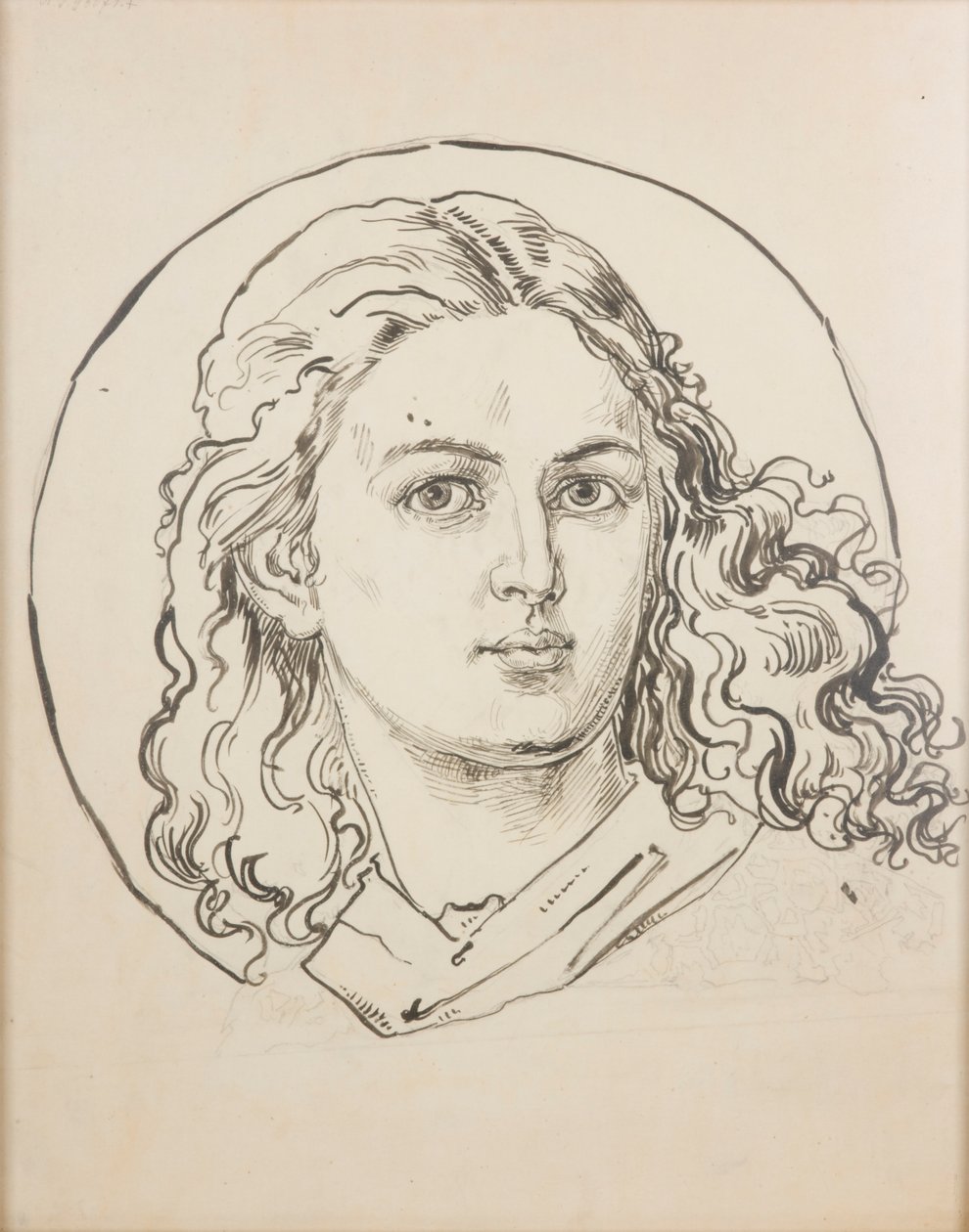 Karton voor de polychromie van de Mariakerk – Hoofd van een engel door Jan Matejko