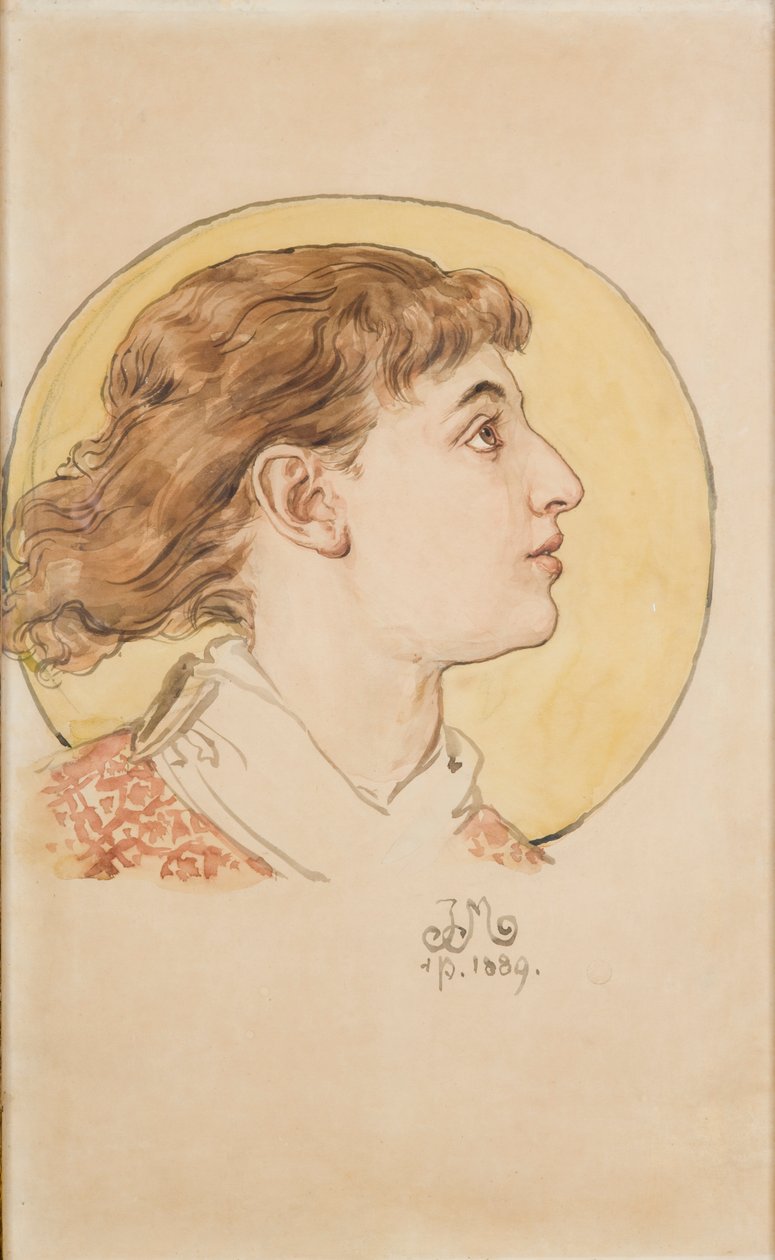 Karton voor de polychromie van de Mariakerk – Hoofd van een engeltje (portret van Helena’s dochter) door Jan Matejko
