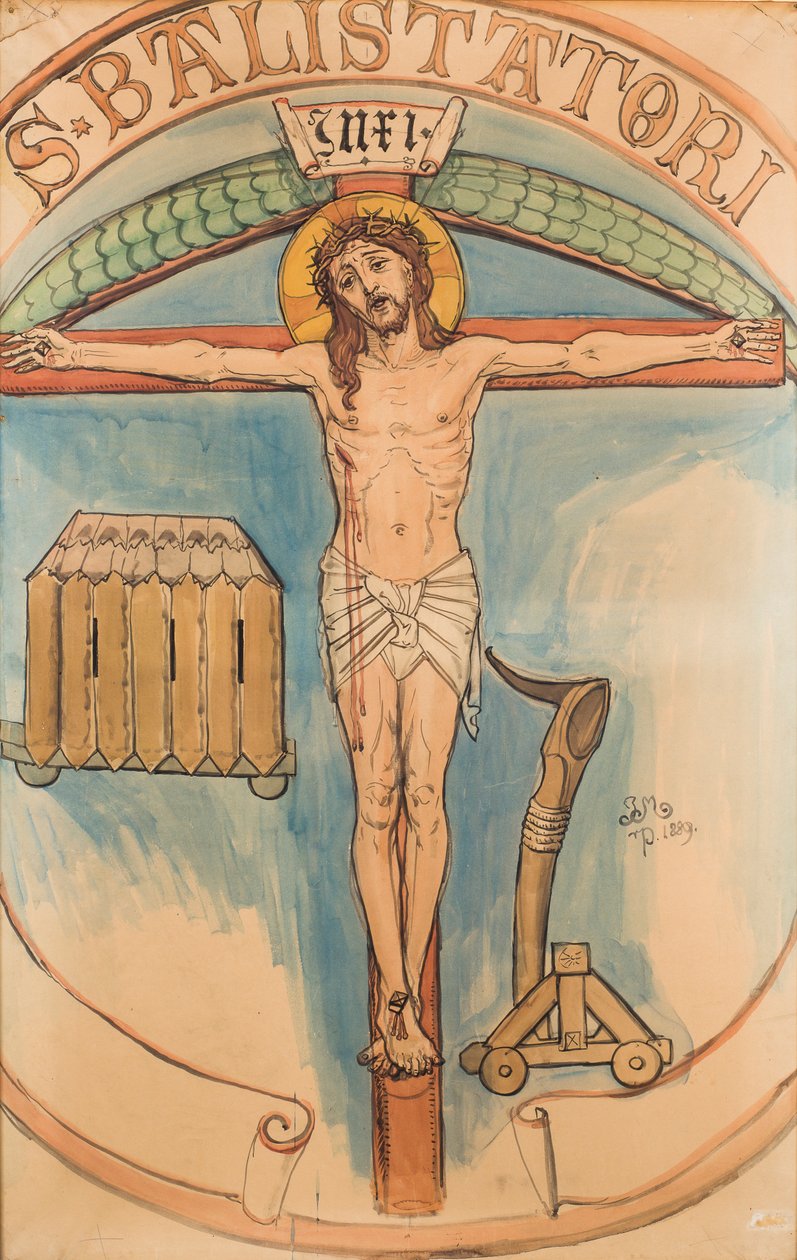 Carton voor de polychromie van de Mariakerk - Embleem van de boogschutters door Jan Matejko