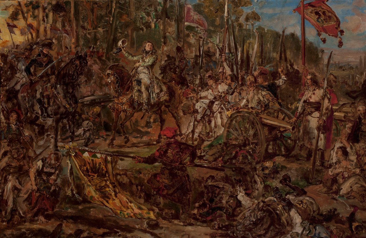 Kościuszko bij Racławice, schets door Jan Matejko