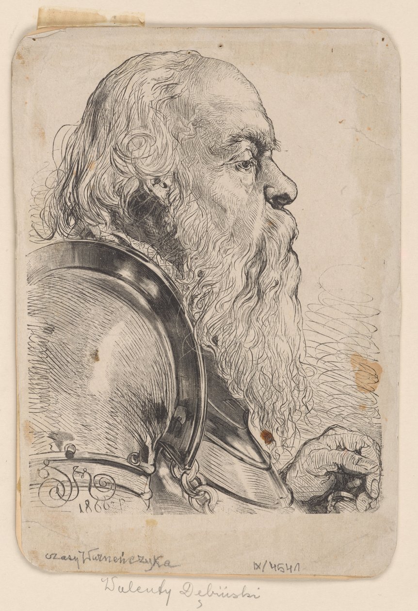 Buste van Walenty Dębiński – houtsnede naar een tekening van Jan Matejko door Jan Matejko