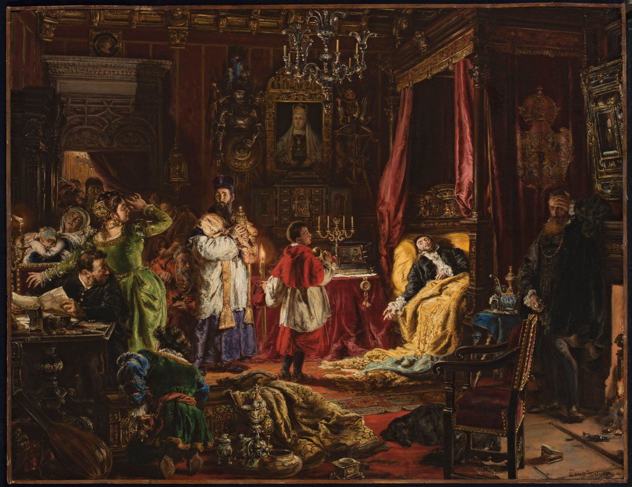 De dood van Sigismund II August in Knyszyn in 1572 door Jan Matejko