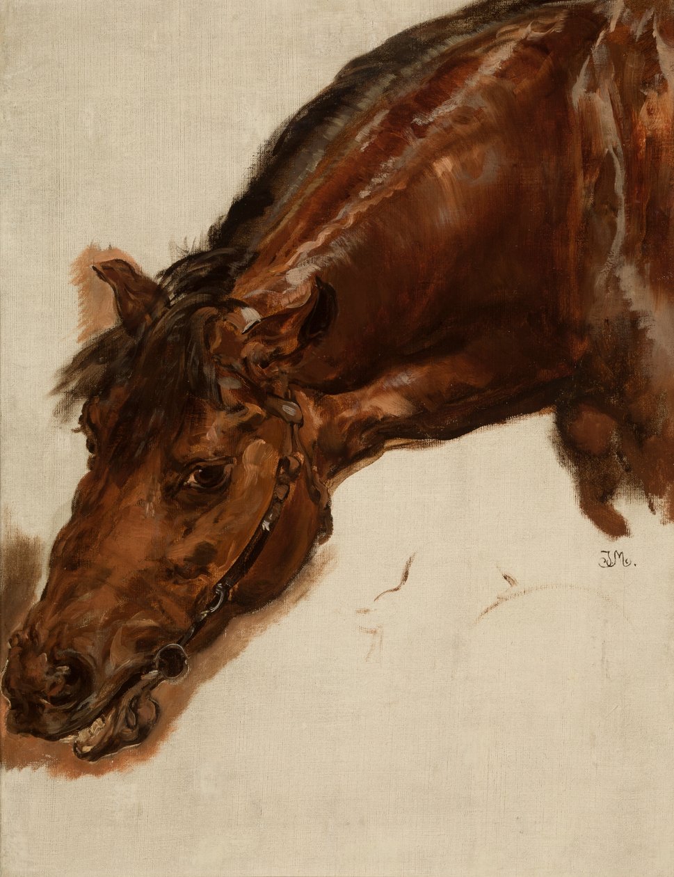 Studie naar het hoofd van een paard door Jan Matejko