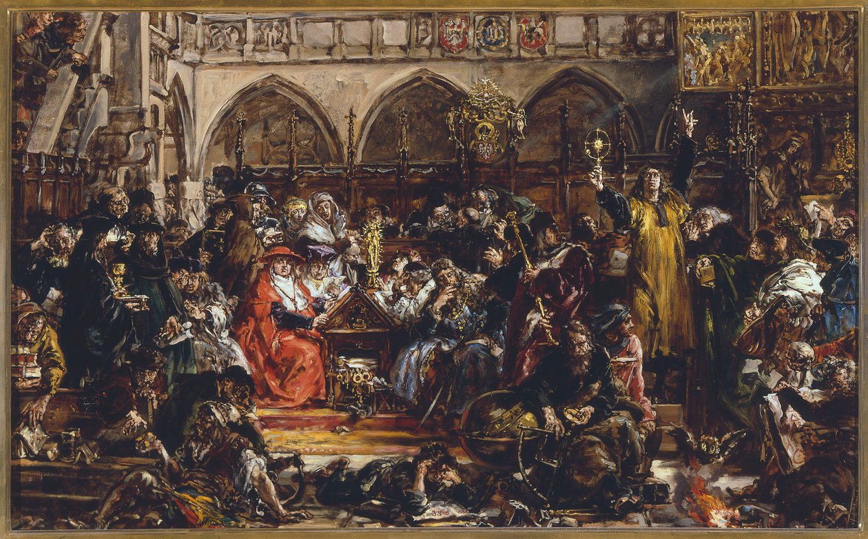De invloed van de universiteit op het land in de 15e eeuw. Nieuwe stromingen. Hussitisme en humanisme door Jan Matejko