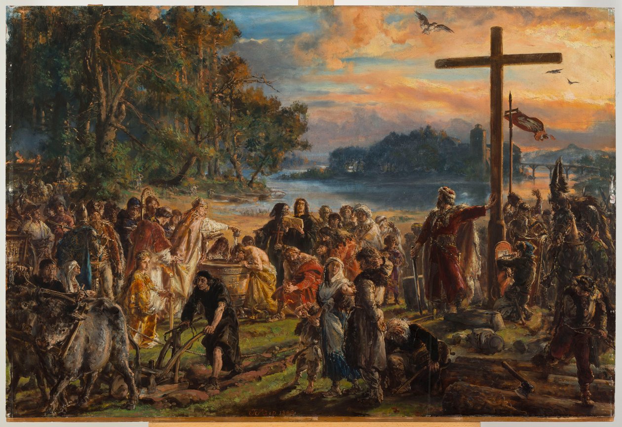 De invoering van het christendom. R.P. 965 door Jan Matejko