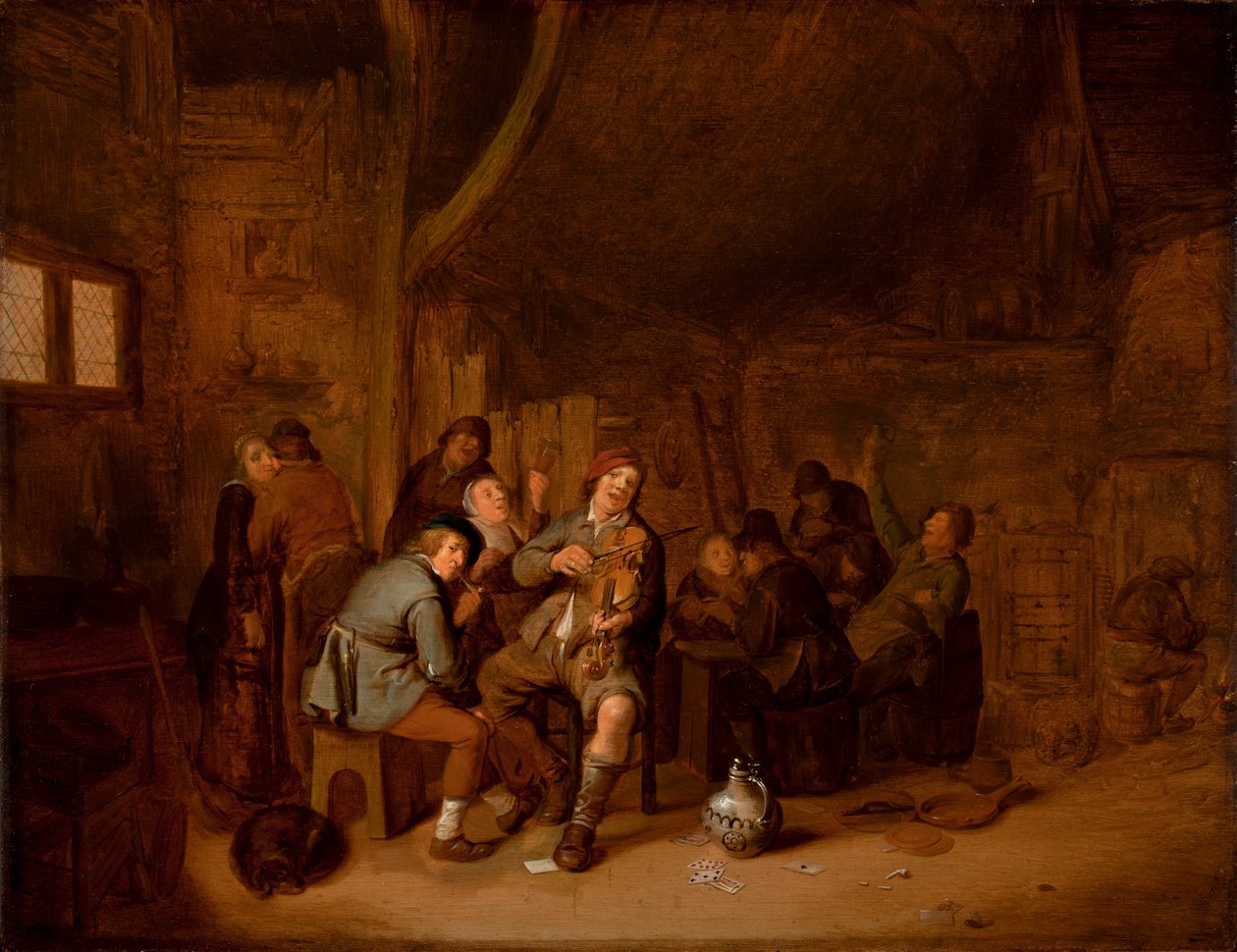 Figuren die roken en muziek maken in een herberg, c.1640 door Jan Miense Molenaer