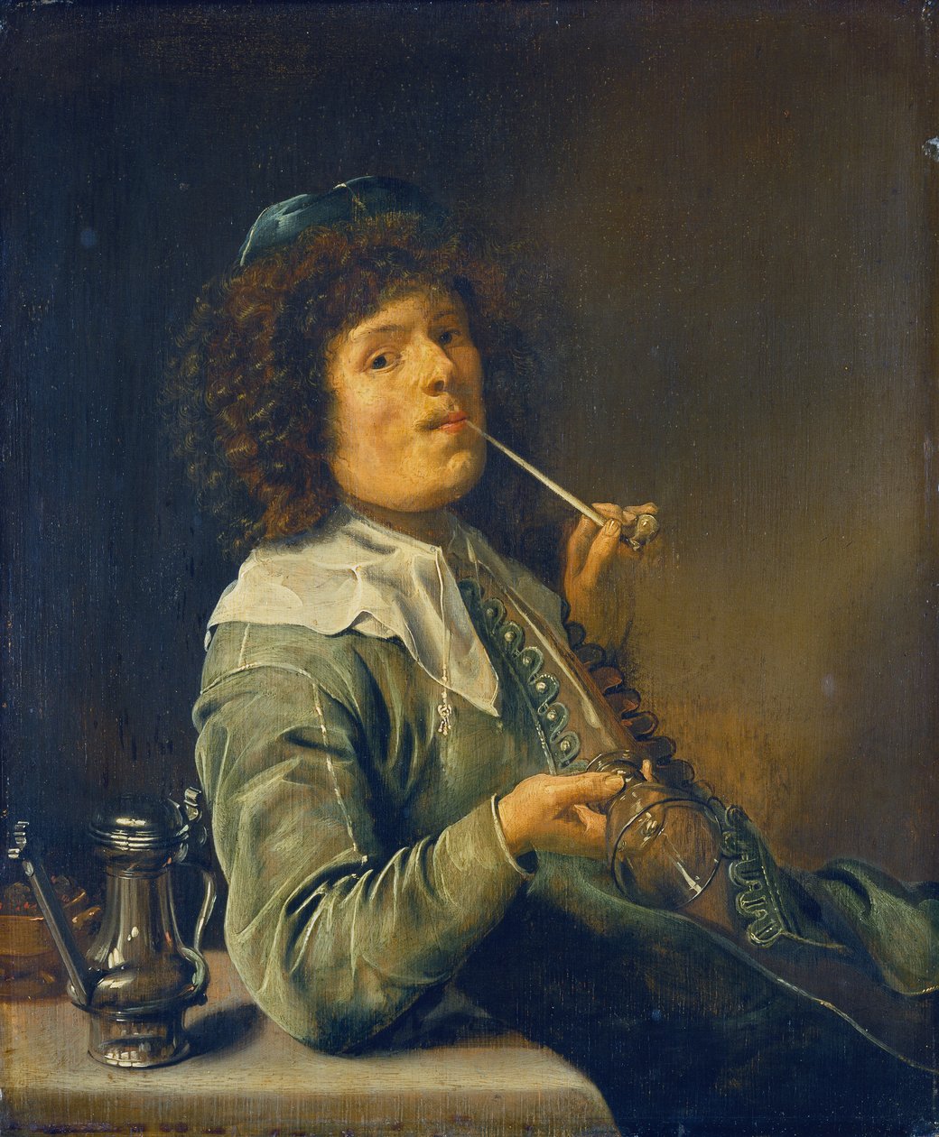 Rokende man met een leeg wijnglas door Jan Miense Molenaer
