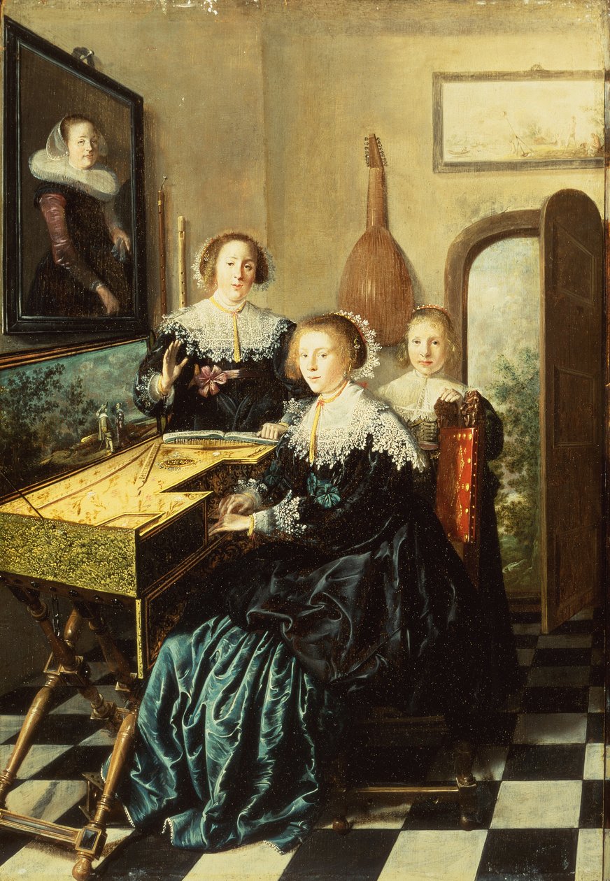 Drie vrouwen bij een maagd door Jan Miense Molenaer