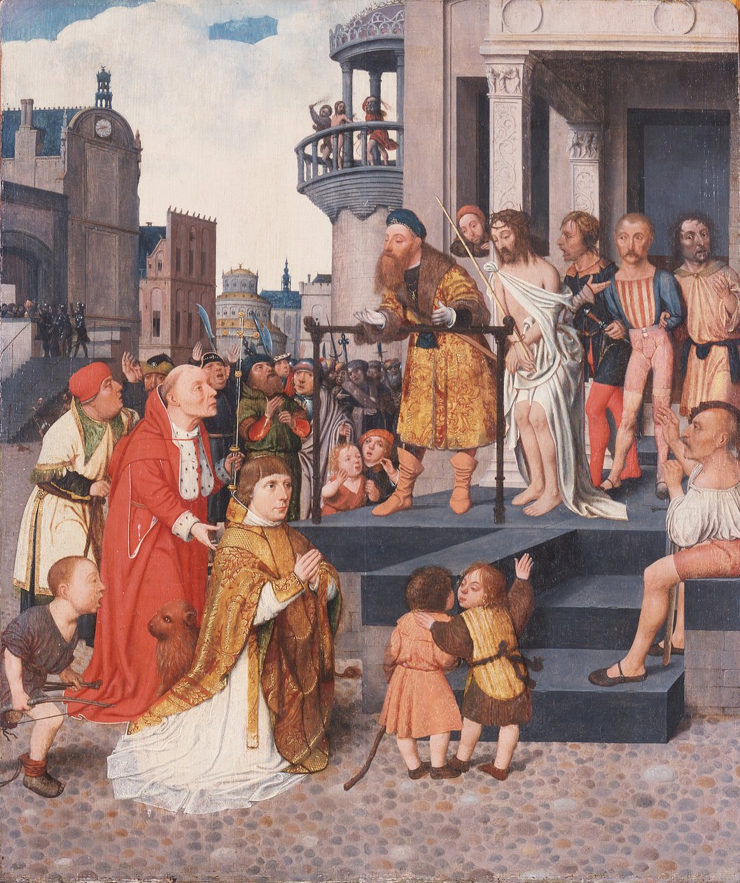 Christus getoond aan het volk, ca. 1515 (olieverf op paneel) door Jan Mostaert