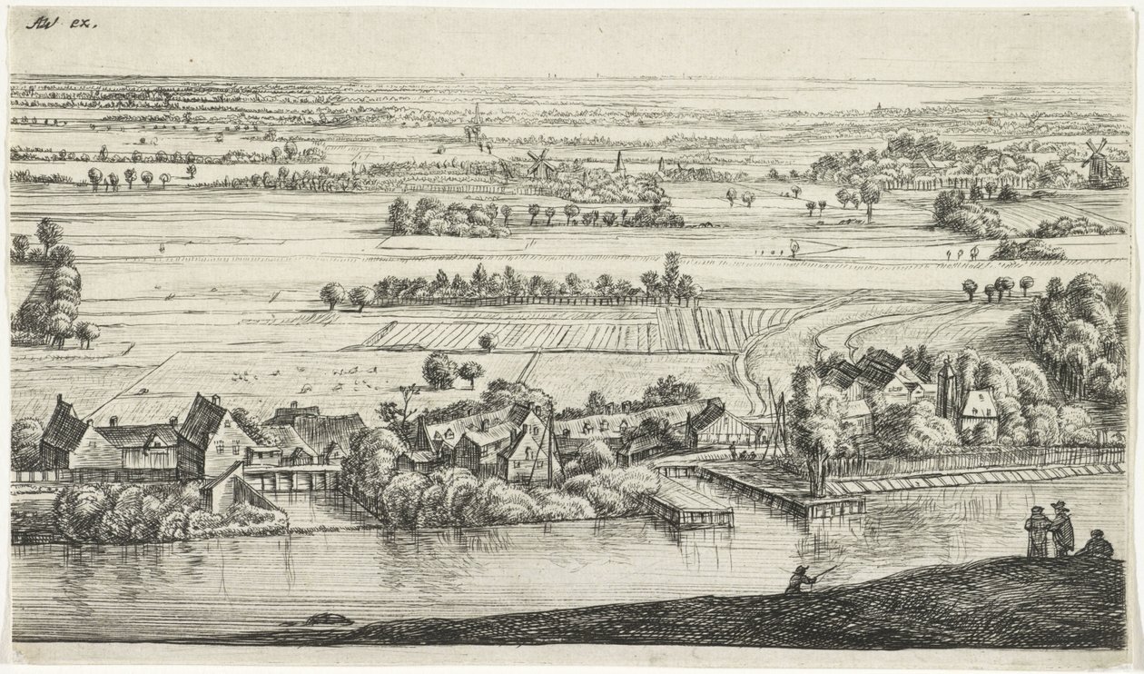 Dorp aan een rivier door Jan Ruyscher