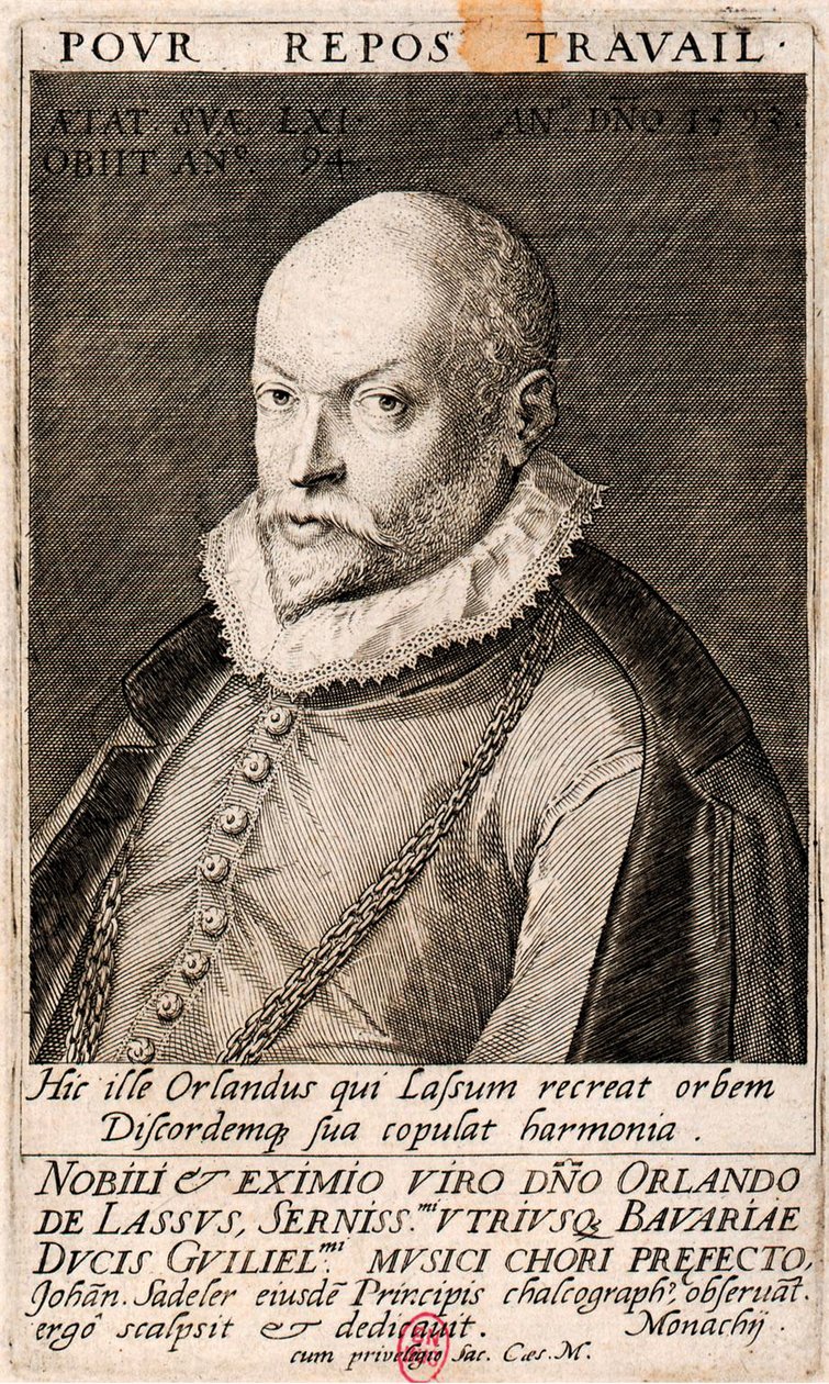 Portret van de componist Orlando di Lasso 1532-1594 door Jan Sadeler