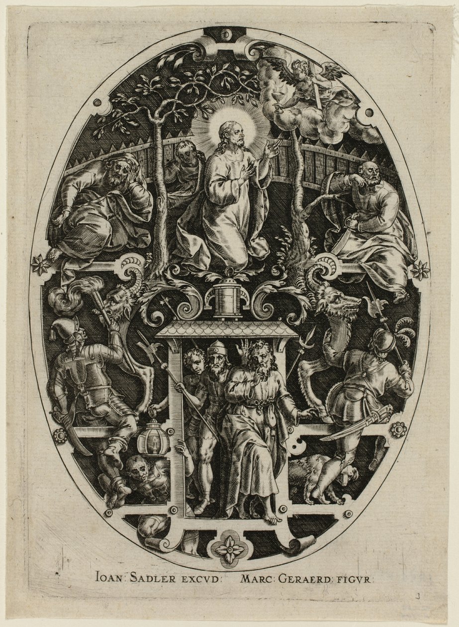 Lijdensweg in de tuin, uit de Passie van Christus door Jan Sadeler I
