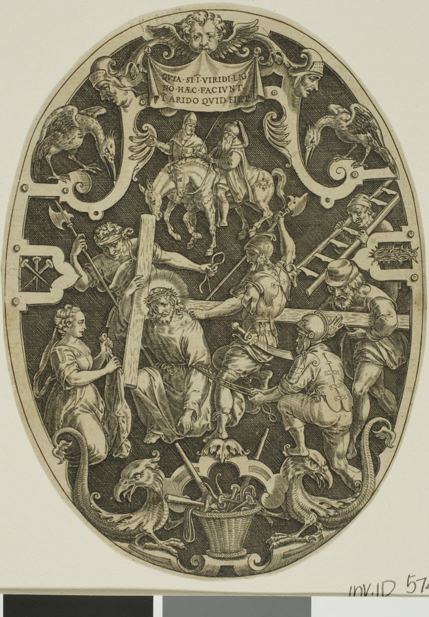 Het dragen van het kruis, uit de Passie van Christus door Jan Sadeler I