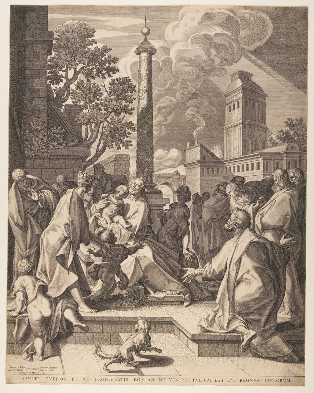 Christus en de kinderen door Jan Sadeler I