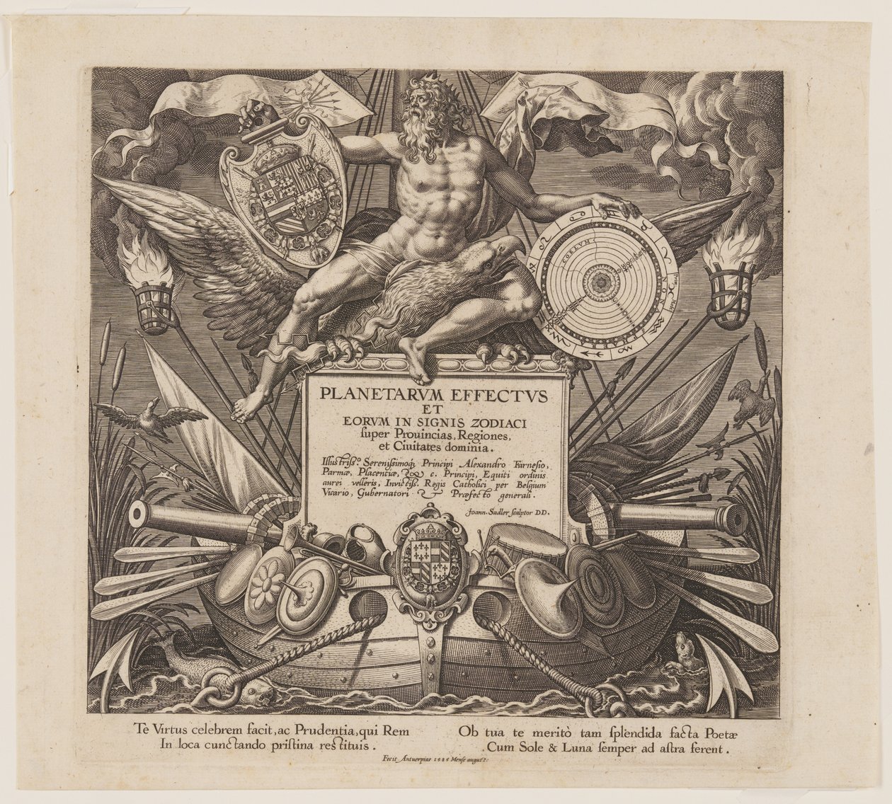 Titelpagina, uit De zeven planeten door Jan Sadeler I