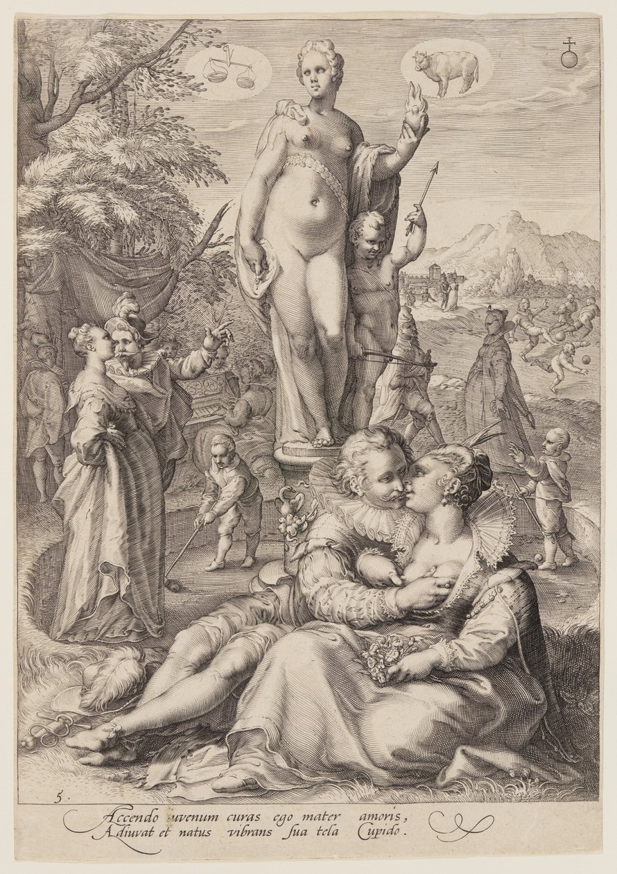 Venus die de leiding heeft over het rijk van de liefde, uit Zeven planetaire goden door Jan Saenredam