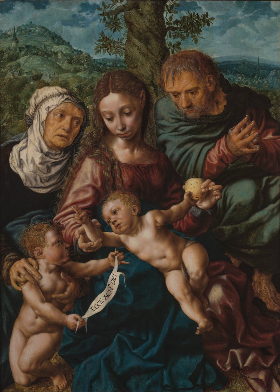 Heilige Familie met Johannes de Doper en St. Elisabeth door Jan Sanders van Hemessen