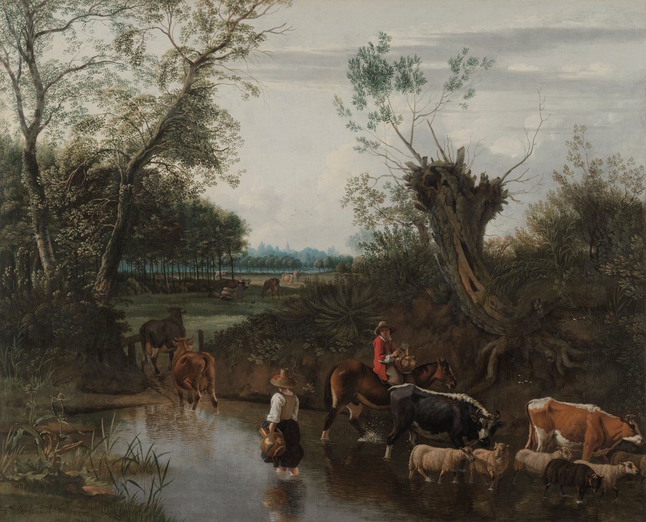 Boeren die een Stroom Oversteken door Jan Siberechts