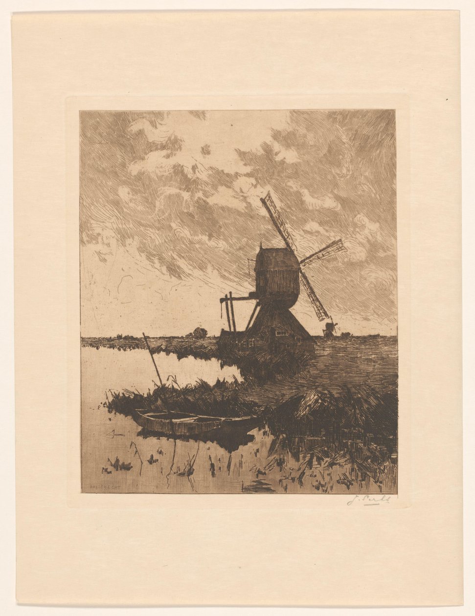Landschap met molens bij Haastrecht door Jan Sirks (signed by artist)