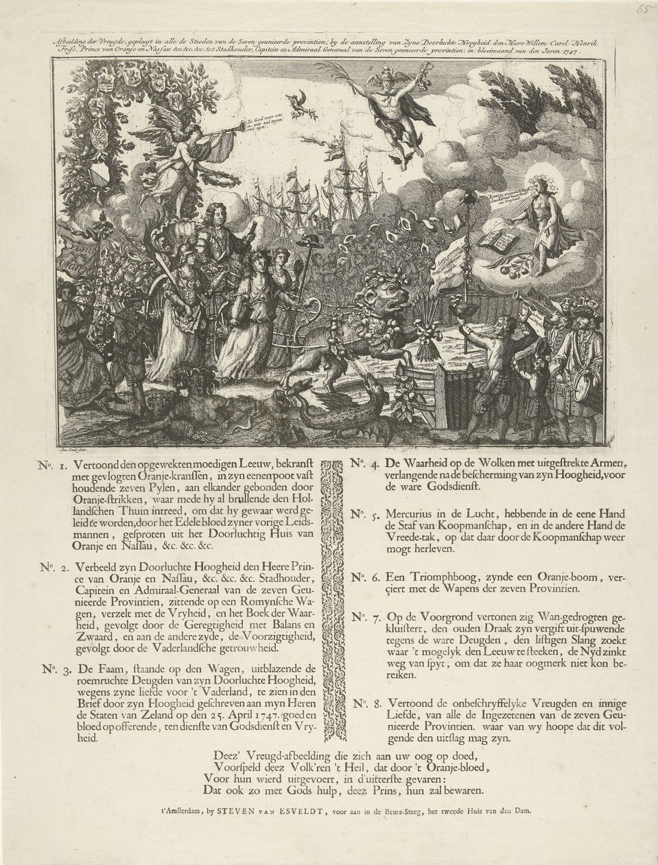 Allegorie op de aanstelling van Willem IV tot stadhouder van de Republiek, 1747 door Jan Smit (II)