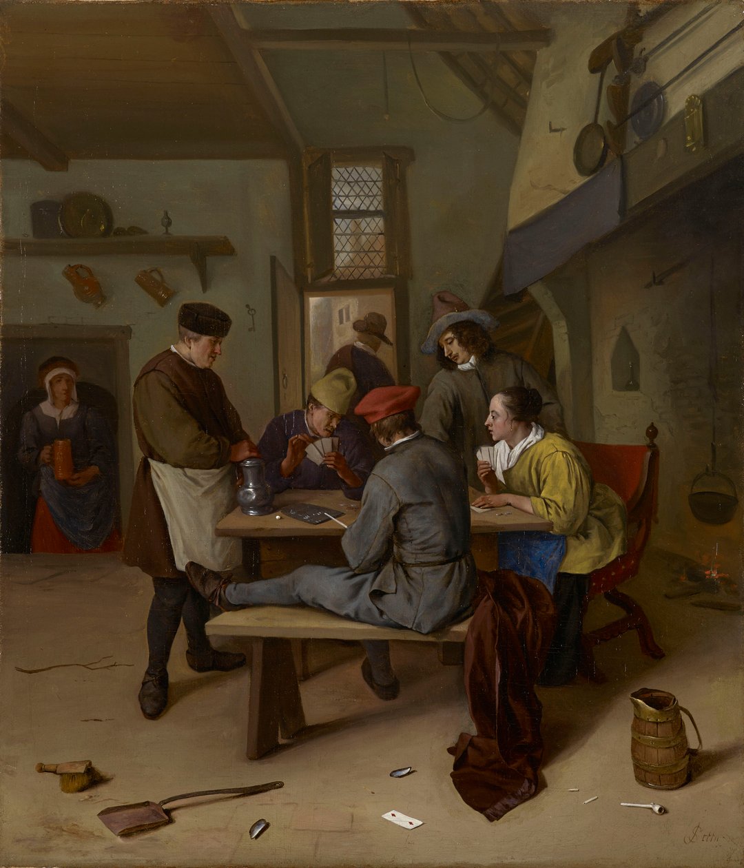 Kaartspelers in een herberg door Jan Steen
