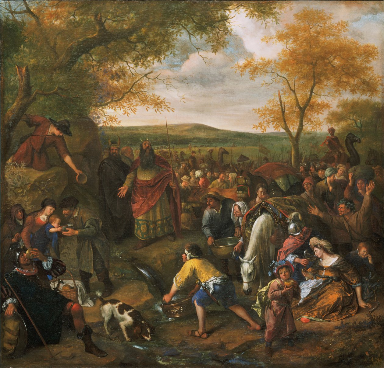 Mozes slaat op de rots door Jan Steen