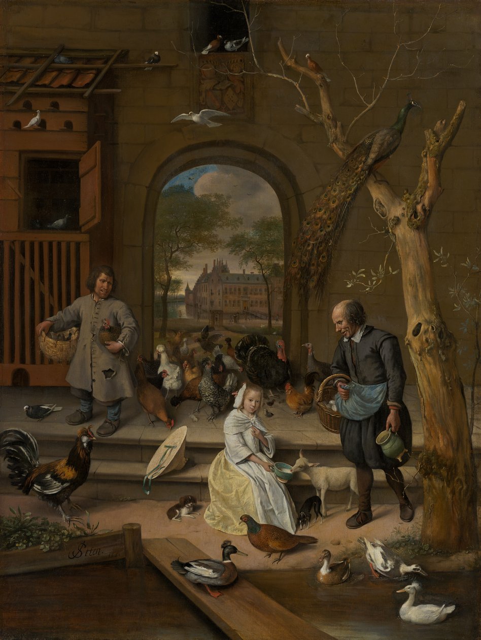Portret van Bernardina Margriet van Raesfelt, ook bekend als „Het kippenhok“ door Jan Steen
