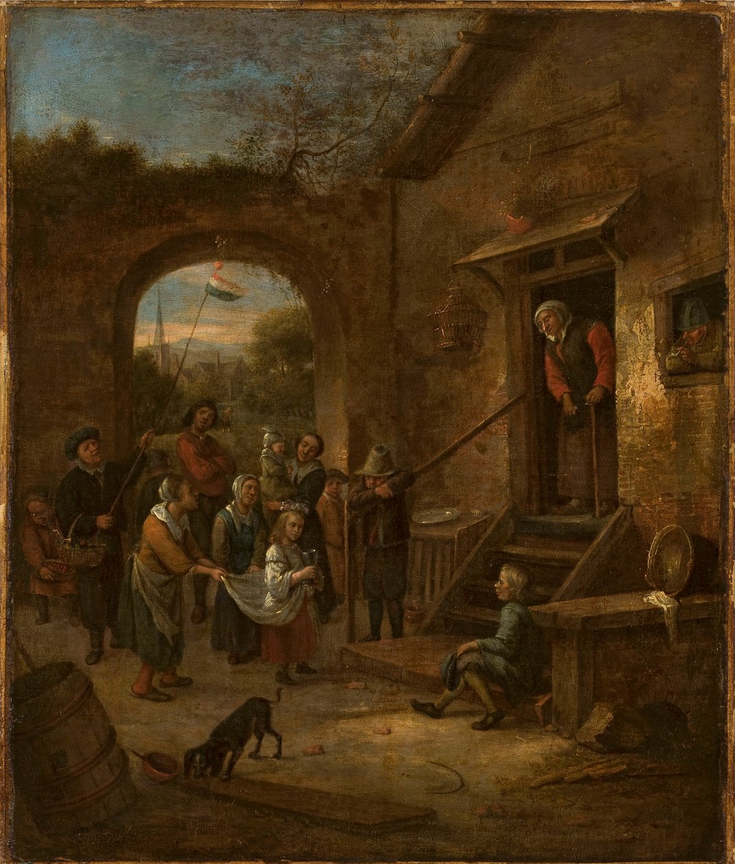 Meifeest (Het inzamelen van aalmoezen) door Jan Steen