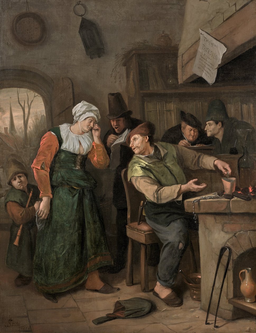 De alchemist en zijn huilende vrouw door Jan Steen