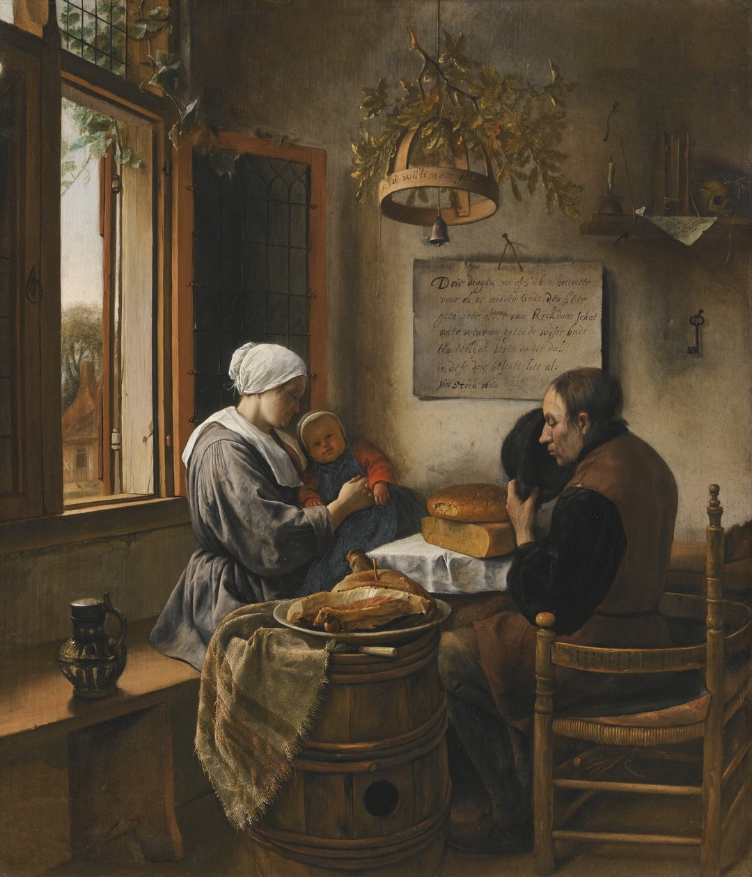 Het gebed voor de maaltijd door Jan Steen