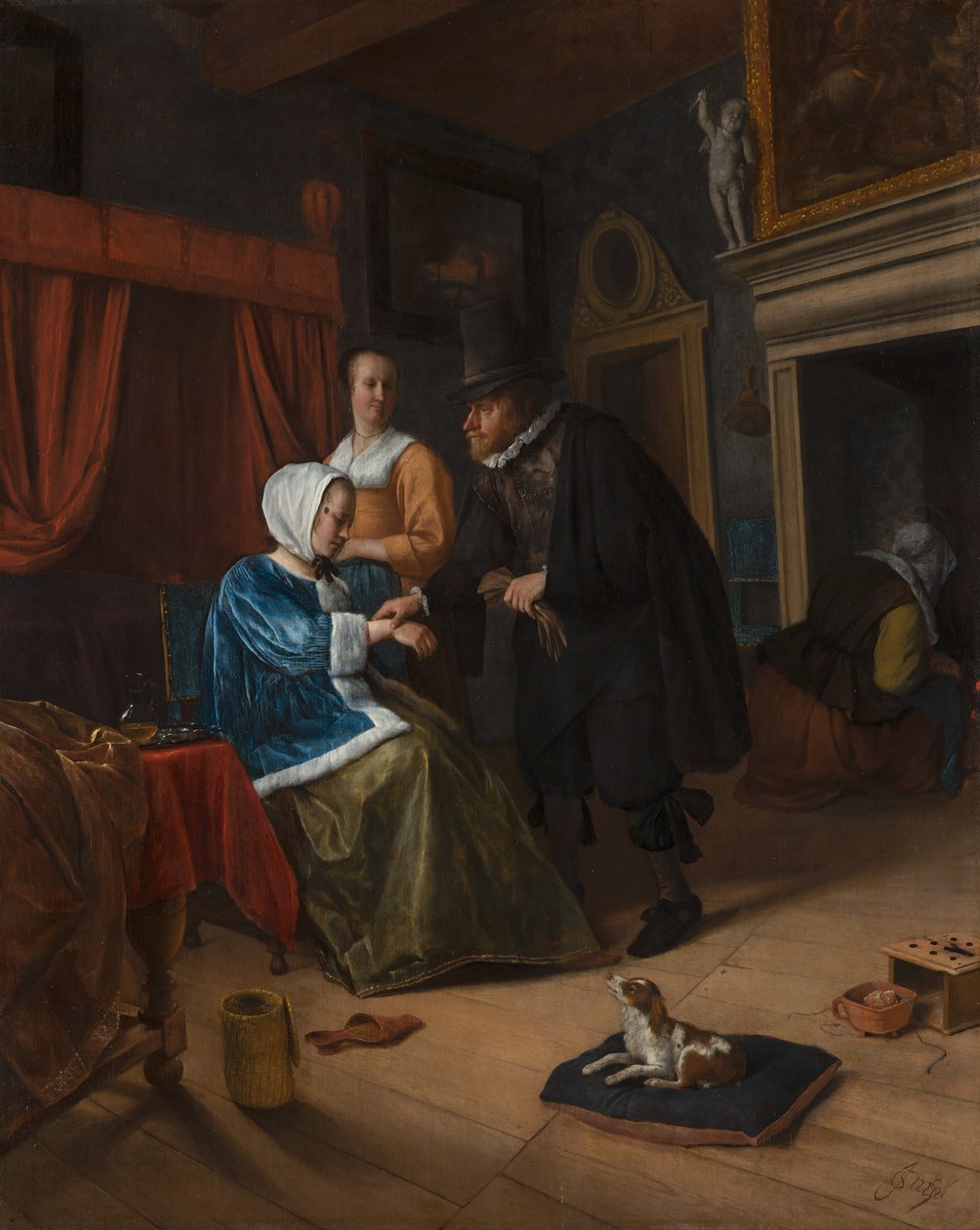 Het zieke meisje door Jan Steen